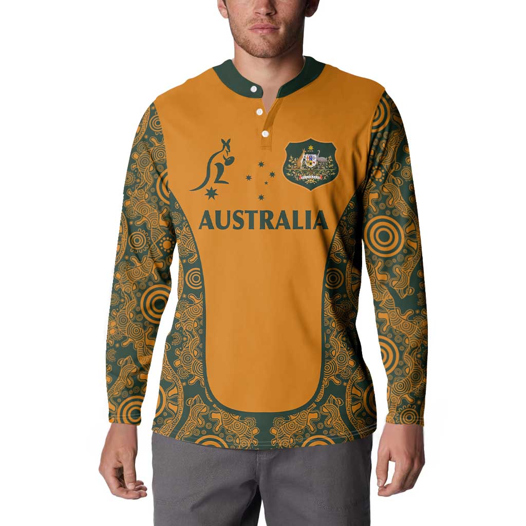 Custom Australia Rugby Championship 2024 Button Sweatshirt Aboriginal Art Tattoo Pattern LT03 - Polynesian Pride