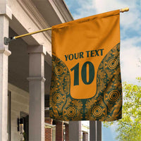 Custom Australia Rugby Championship 2024 Garden Flag Aboriginal Art Tattoo Pattern LT03 House Flag Yellow - Polynesian Pride