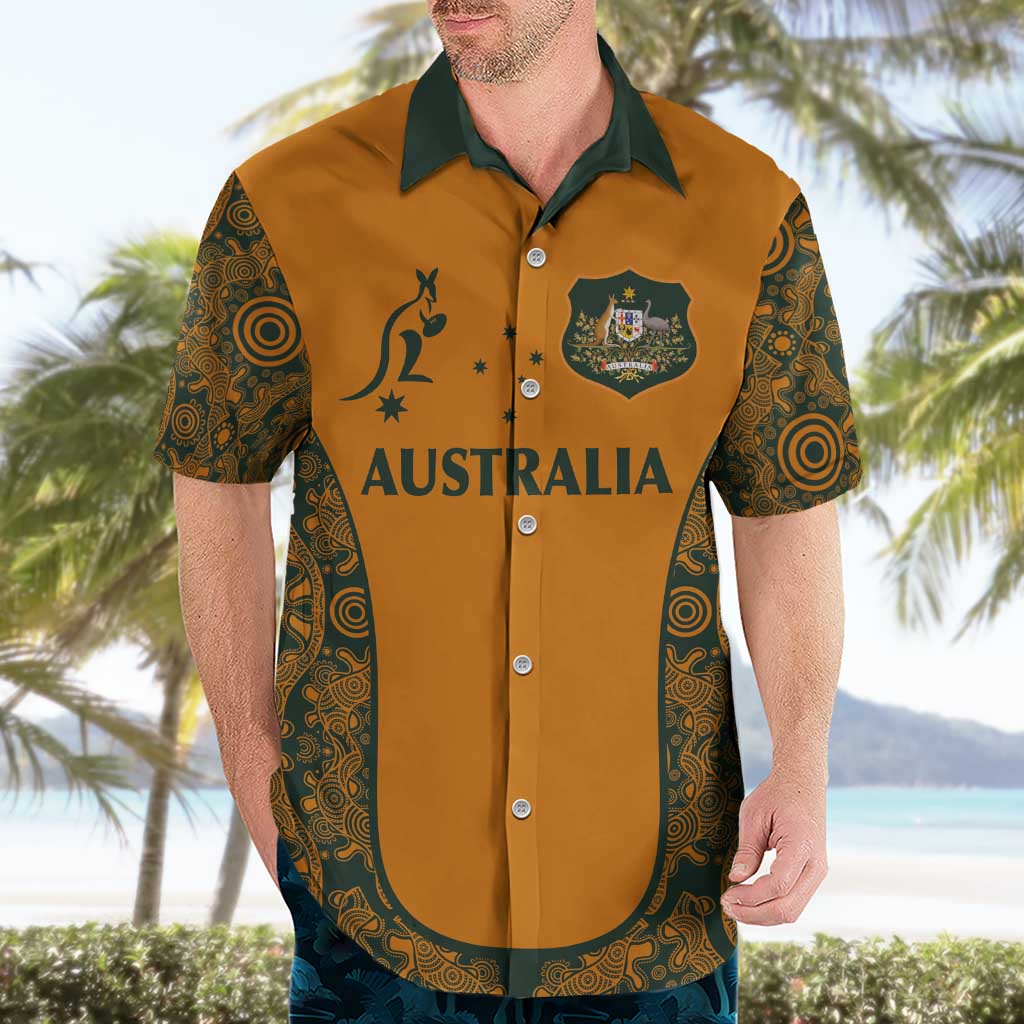 Custom Australia Rugby Championship 2024 Hawaiian Shirt Aboriginal Art Tattoo Pattern LT03 - Polynesian Pride