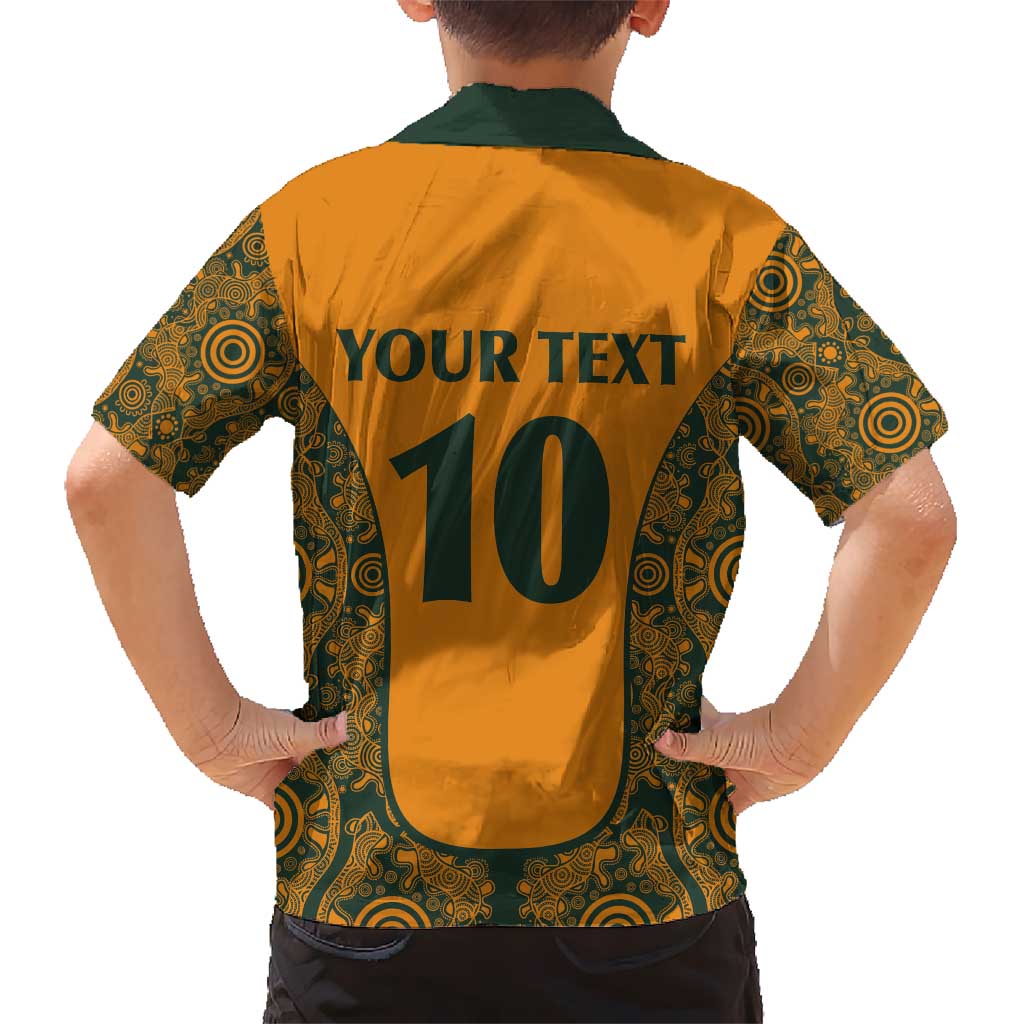 Custom Australia Rugby Championship 2024 Kid Hawaiian Shirt Aboriginal Art Tattoo Pattern LT03 - Polynesian Pride