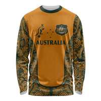 Custom Australia Rugby Championship 2024 Long Sleeve Shirt Aboriginal Art Tattoo Pattern LT03 Unisex Yellow - Polynesian Pride