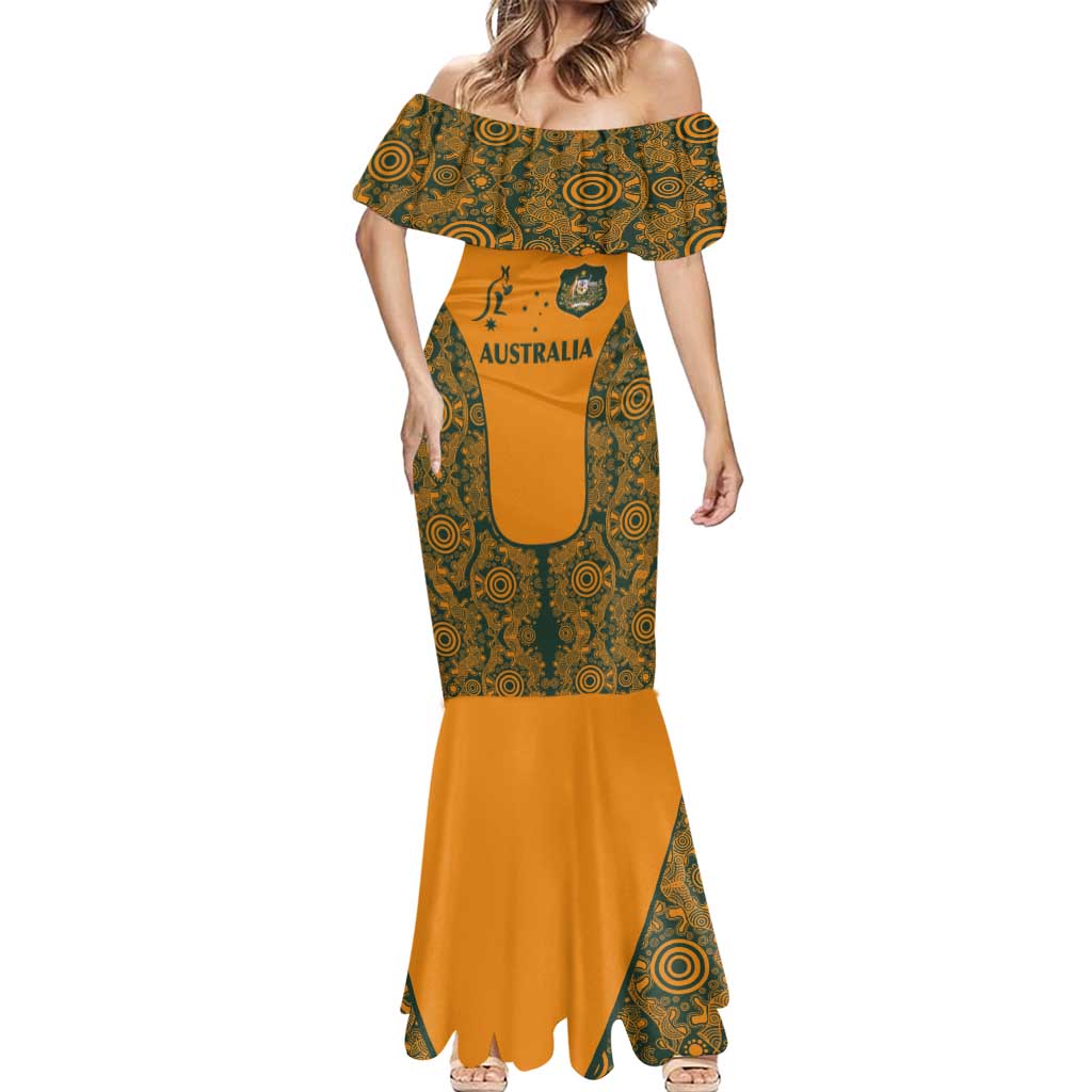 Custom Australia Rugby Championship 2024 Mermaid Dress Aboriginal Art Tattoo Pattern LT03 - Polynesian Pride