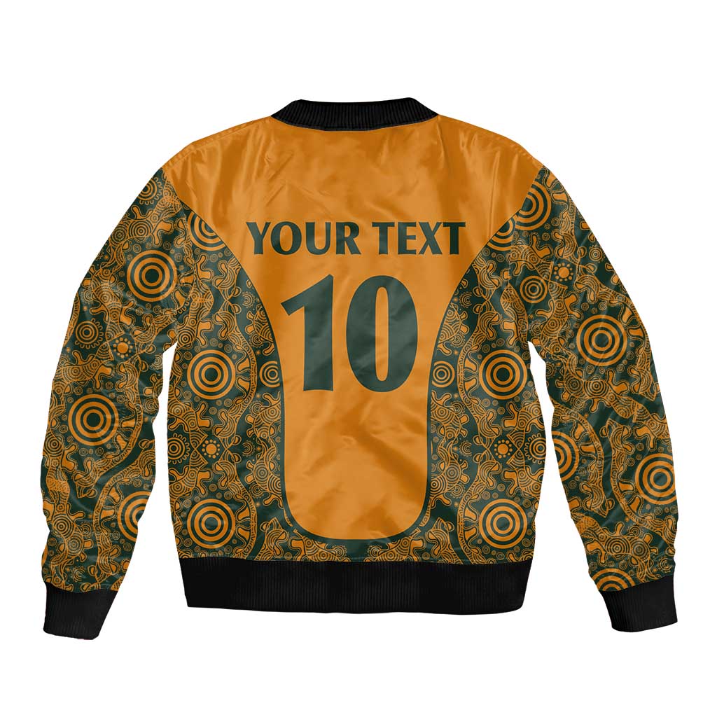 Custom Australia Rugby Championship 2024 Sleeve Zip Bomber Jacket Aboriginal Art Tattoo Pattern LT03 - Polynesian Pride