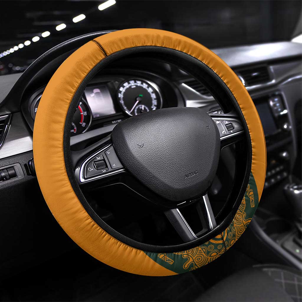 Australia Rugby Championship 2024 Steering Wheel Cover Aboriginal Art Tattoo Pattern