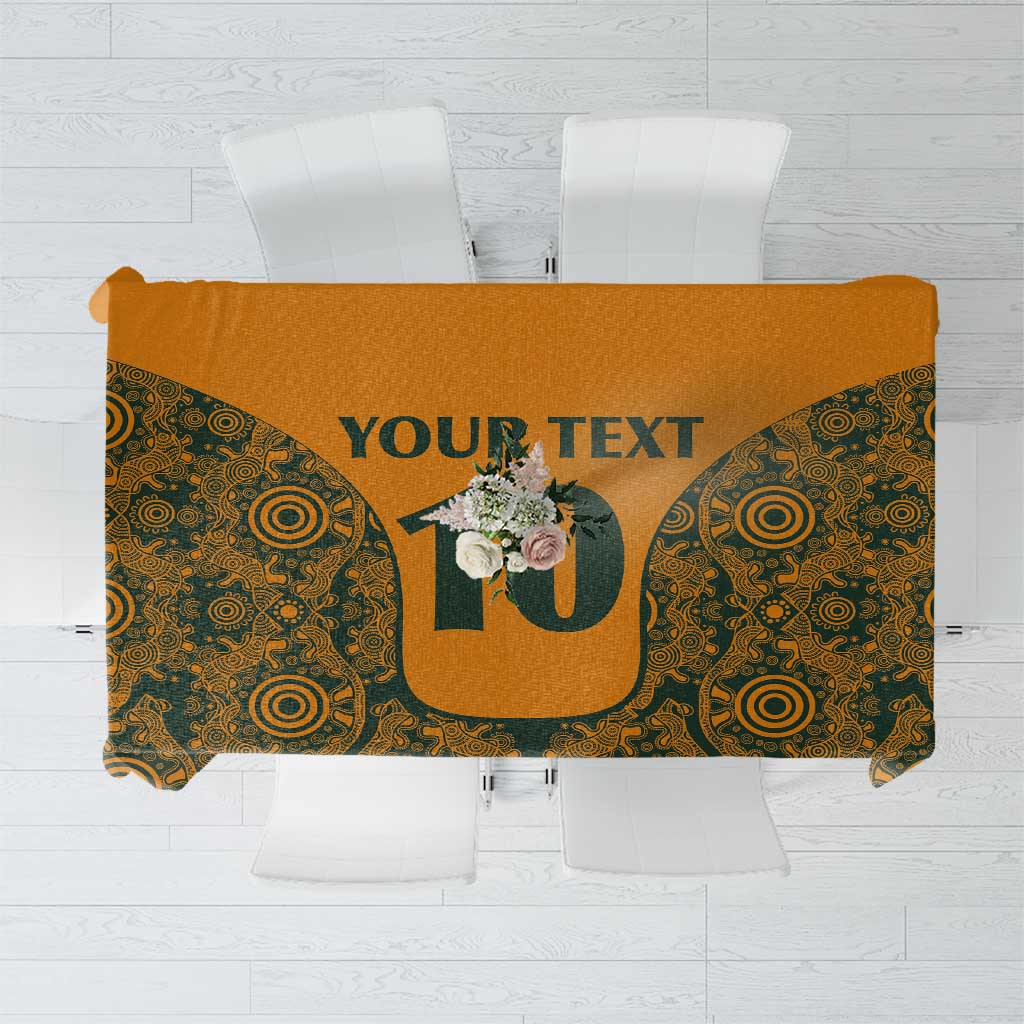 Custom Australia Rugby Championship 2024 Tablecloth Aboriginal Art Tattoo Pattern LT03 Yellow - Polynesian Pride