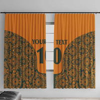 Custom Australia Rugby Championship 2024 Window Curtain Aboriginal Art Tattoo Pattern LT03 With Hooks Yellow - Polynesian Pride