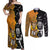 Custom New Zealand and Australia Rugby Championship 2024 Couples Matching Off Shoulder Maxi Dress and Long Sleeve Button Shirt Maori Warrior and Kangaroo Mascot with Fern Aboriginal