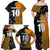 Custom New Zealand and Australia Rugby Championship 2024 Family Matching Off Shoulder Maxi Dress and Hawaiian Shirt Maori Warrior and Kangaroo Mascot with Fern Aboriginal