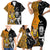 Custom New Zealand and Australia Rugby Championship 2024 Family Matching Short Sleeve Bodycon Dress and Hawaiian Shirt Maori Warrior and Kangaroo Mascot with Fern Aboriginal