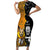 Custom New Zealand and Australia Rugby Championship 2024 Family Matching Short Sleeve Bodycon Dress and Hawaiian Shirt Maori Warrior and Kangaroo Mascot with Fern Aboriginal