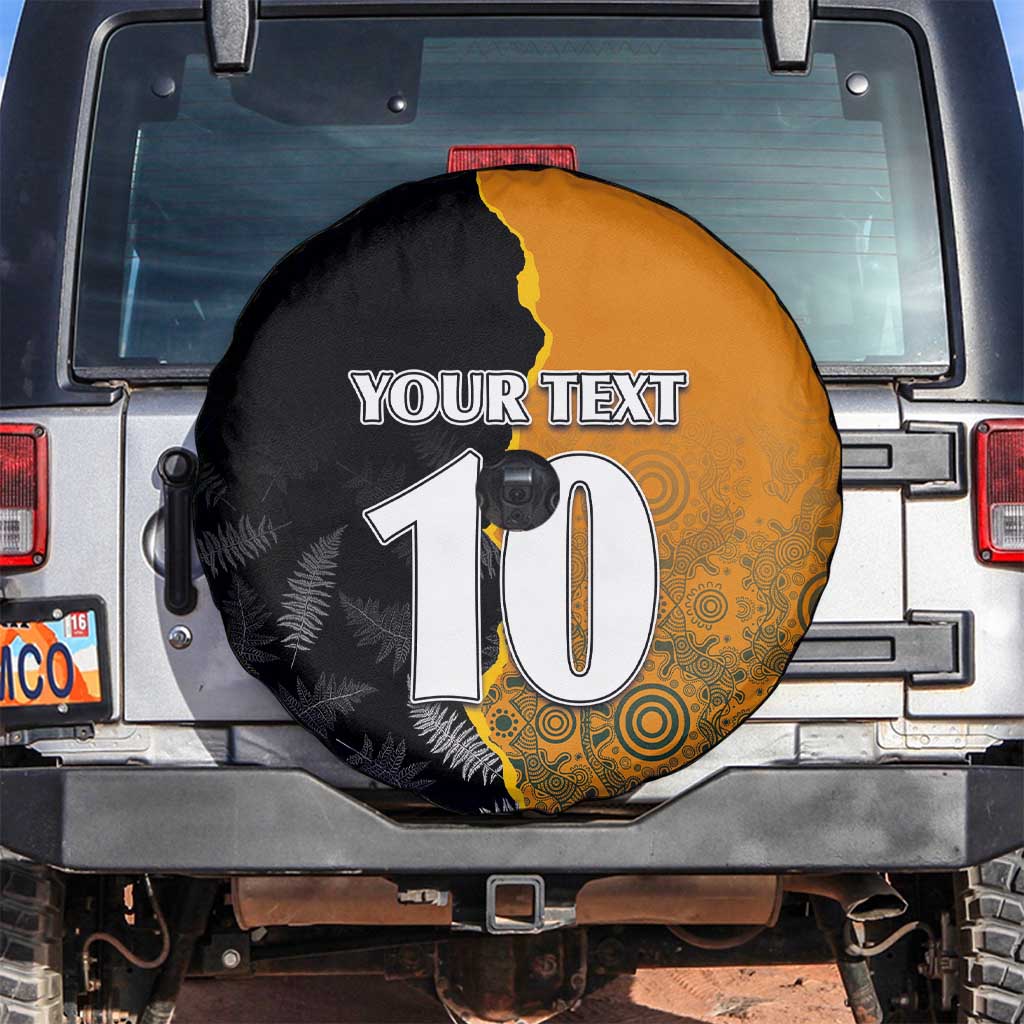 Custom New Zealand and Australia Rugby Championship 2024 Spare Tire Cover Maori Warrior and Kangaroo Mascot with Fern Aboriginal