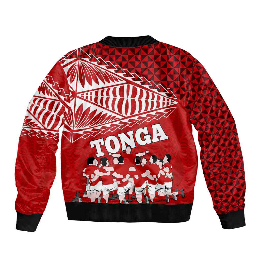 Tonga Rugby Bomber Jacket Sipi Tau Dance Ngatu Pattern LT03 - Polynesian Pride