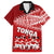 Tonga Rugby Family Matching Off Shoulder Long Sleeve Dress and Hawaiian Shirt Sipi Tau Dance Ngatu Pattern LT03 Dad's Shirt - Short Sleeve Red - Polynesian Pride