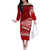 Tonga Rugby Family Matching Off Shoulder Long Sleeve Dress and Hawaiian Shirt Sipi Tau Dance Ngatu Pattern LT03 Mom's Dress Red - Polynesian Pride