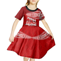 Tonga Rugby Kid Short Sleeve Dress Sipi Tau Dance Ngatu Pattern LT03 - Polynesian Pride
