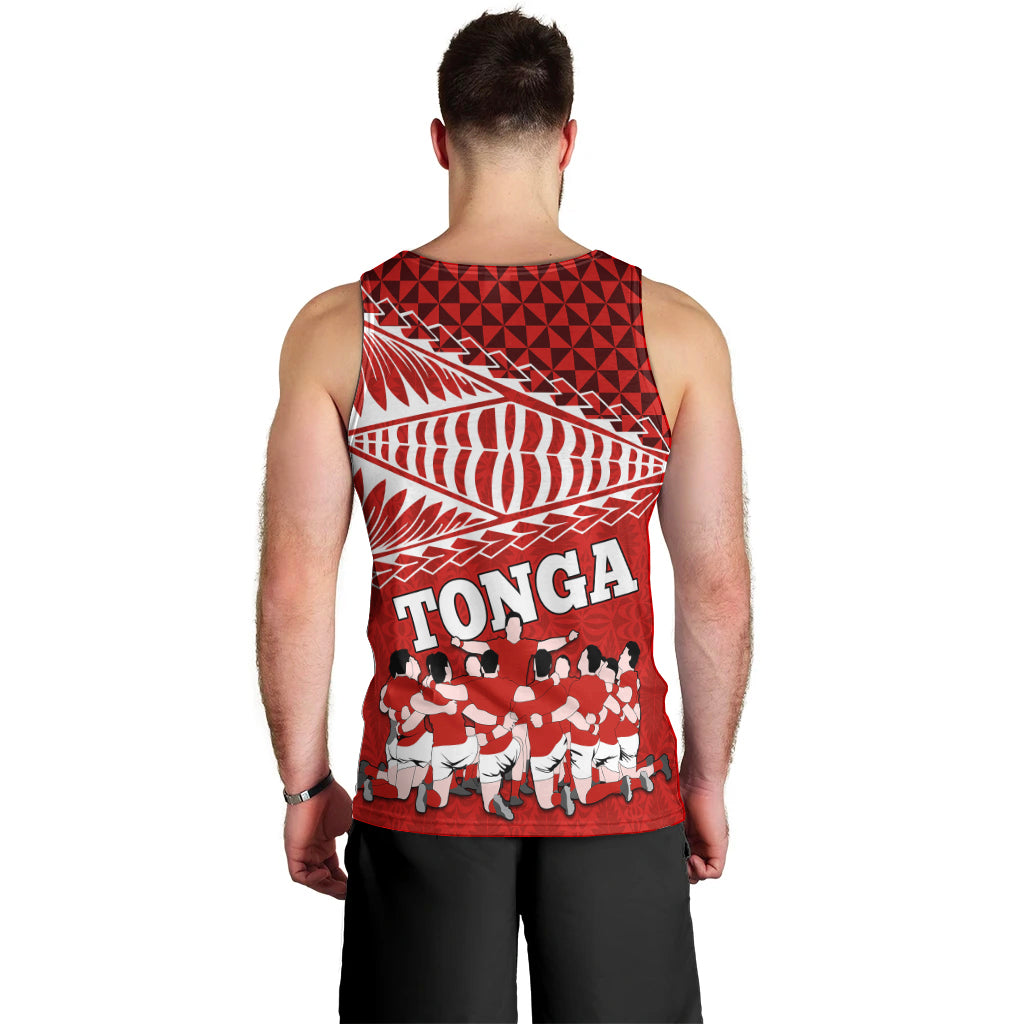 Tonga Rugby Men Tank Top Sipi Tau Dance Ngatu Pattern LT03 - Polynesian Pride