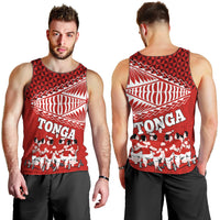 Tonga Rugby Men Tank Top Sipi Tau Dance Ngatu Pattern LT03 - Polynesian Pride