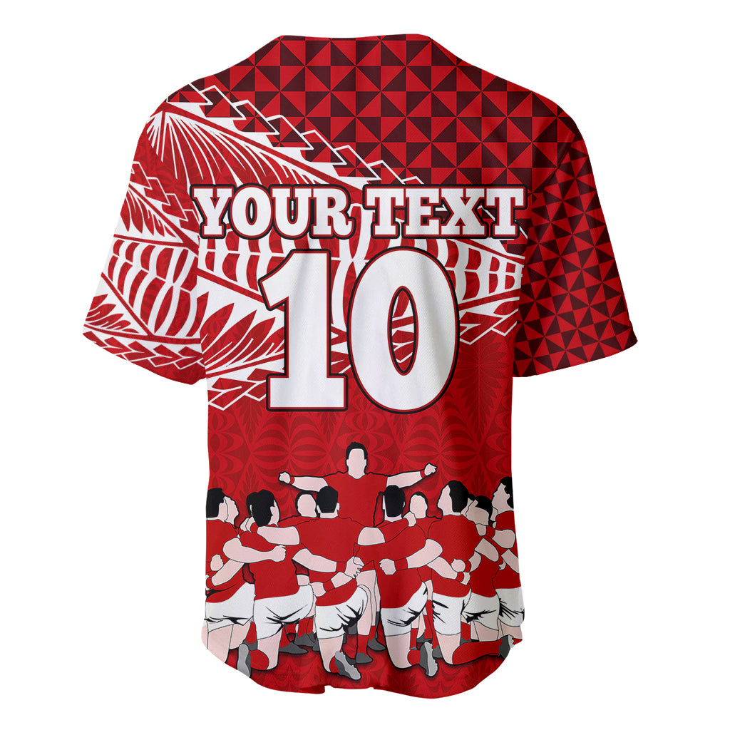 Personalised Tonga Rugby Baseball Jersey Sipi Tau Dance Ngatu Pattern LT03 - Polynesian Pride