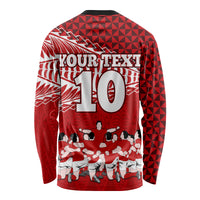 Personalised Tonga Rugby Long Sleeve Shirt Sipi Tau Dance Ngatu Pattern LT03 - Polynesian Pride