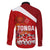 Tonga Rugby Family Matching Off Shoulder Long Sleeve Dress and Hawaiian Shirt Sipi Tau Dance Coat of Arms Ngatu Pattern LT03 - Polynesian Pride