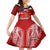 Tonga Rugby Family Matching Off Shoulder Short Dress and Hawaiian Shirt Sipi Tau Dance Coat of Arms Ngatu Pattern LT03 Daughter's Dress Red - Polynesian Pride