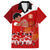 Tonga Rugby Family Matching Off Shoulder Short Dress and Hawaiian Shirt Sipi Tau Dance Coat of Arms Ngatu Pattern LT03 Dad's Shirt - Short Sleeve Red - Polynesian Pride