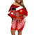 Tonga Rugby Family Matching Off Shoulder Short Dress and Hawaiian Shirt Sipi Tau Dance Coat of Arms Ngatu Pattern LT03 Mom's Dress Red - Polynesian Pride