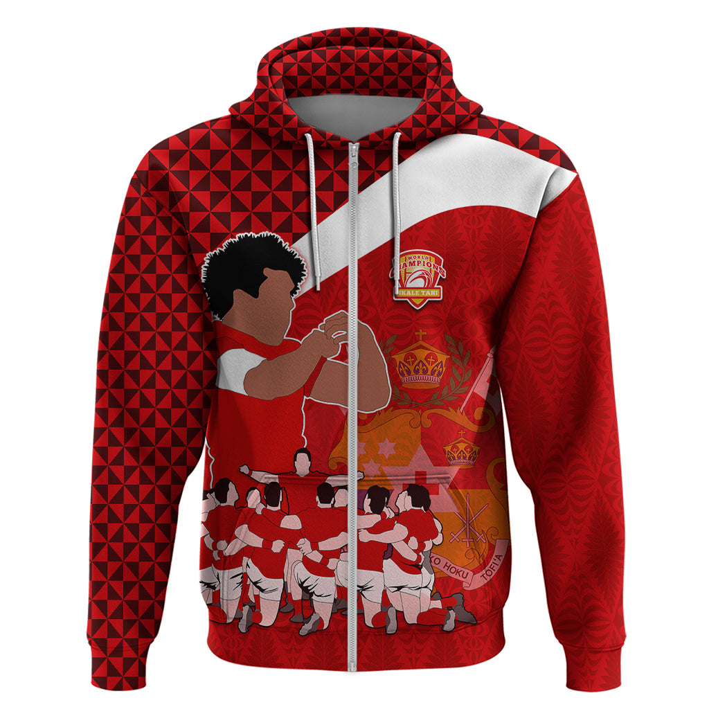 Tonga Rugby Hoodie Sipi Tau Dance Coat of Arms Ngatu Pattern LT03 - Polynesian Pride