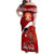 Personalised Tonga Rugby Family Matching Off Shoulder Maxi Dress and Hawaiian Shirt Sipi Tau Dance Coat of Arms Ngatu Pattern LT03 Mom's Dress Red - Polynesian Pride