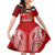 Personalised Tonga Rugby Family Matching Short Sleeve Bodycon Dress and Hawaiian Shirt Sipi Tau Dance Coat of Arms Ngatu Pattern LT03 Daughter's Dress Red - Polynesian Pride