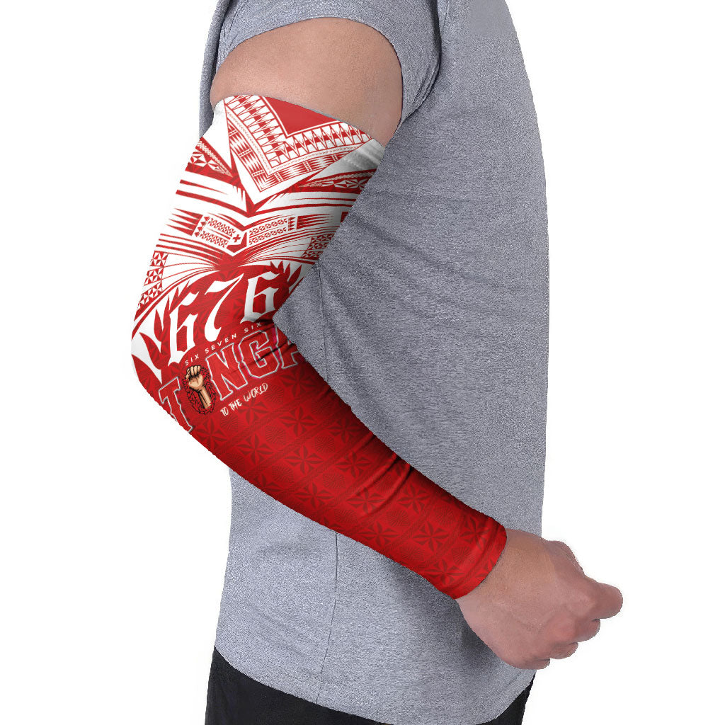 Tonga Rugby Custom Arm Sleeves Sipi Tau - Six Seven Six to the World LT03 - Polynesian Pride