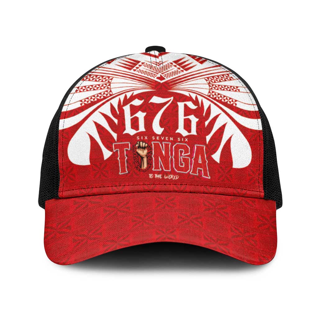 Tonga Rugby Baseball Net Cap Sipi Tau - Six Seven Six to the World LT03 One Size Black Red - Polynesian Pride