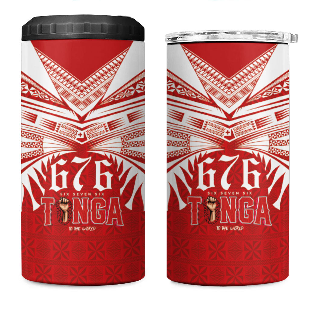 Tonga Rugby 4 in 1 Can Cooler Tumbler Sipi Tau - Six Seven Six to the World LT03 One Size: 16 oz Red - Polynesian Pride