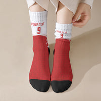 Tonga Rugby Custom Crew Socks Sipi Tau - Six Seven Six to the World LT03 Crew Socks Red - Polynesian Pride