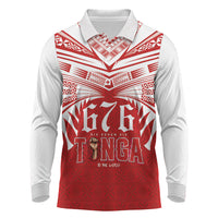 Tonga Rugby Custom Long Sleeve Polo Shirt Sipi Tau - Six Seven Six to the World LT03 Red - Polynesian Pride