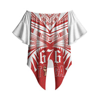 Tonga Rugby Custom Off Shoulder Wrap Waist Top Sipi Tau - Six Seven Six to the World LT03 - Polynesian Pride