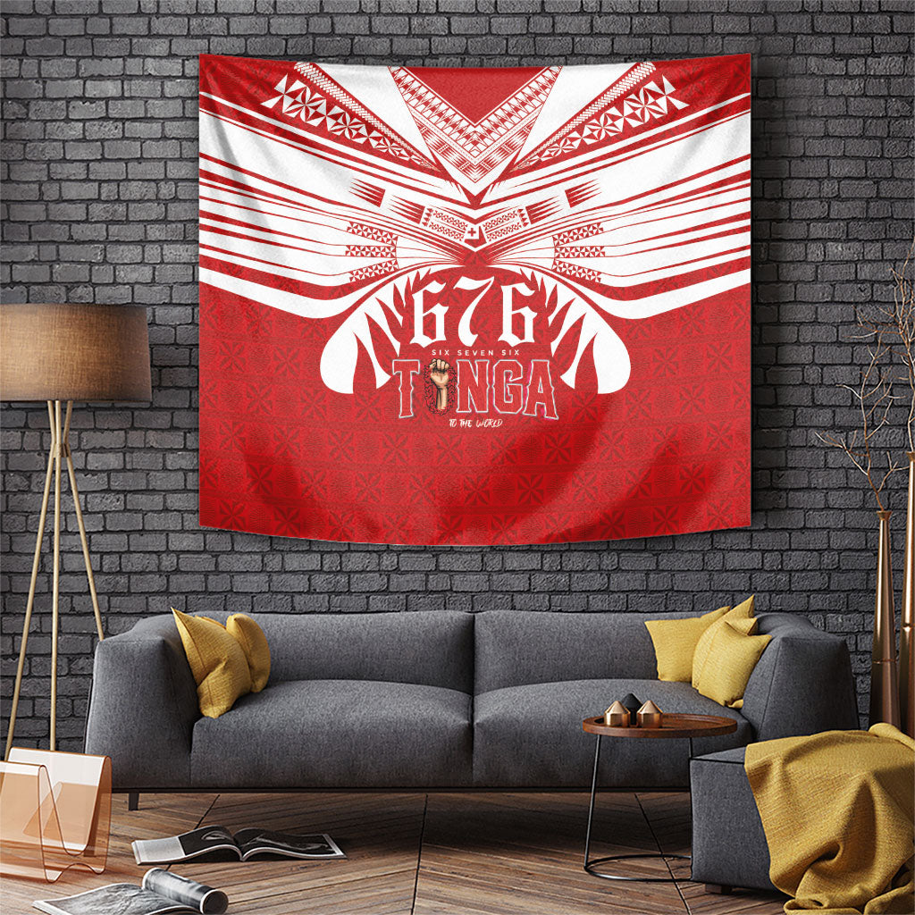 Tonga Rugby Tapestry Sipi Tau - Six Seven Six to the World LT03 Red - Polynesian Pride