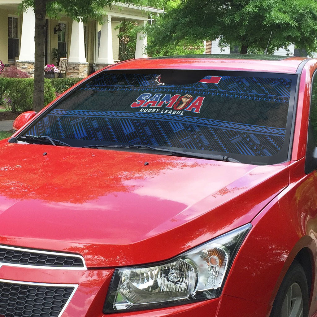 Toa Samoa Rugby Auto Sun Shade Siva Tau - Samoan Warriors Pacific Pattern LT03 - Polynesian Pride