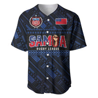 Toa Samoa Rugby Baseball Jersey Siva Tau - Samoan Warriors Pacific Pattern LT03 Navy - Polynesian Pride