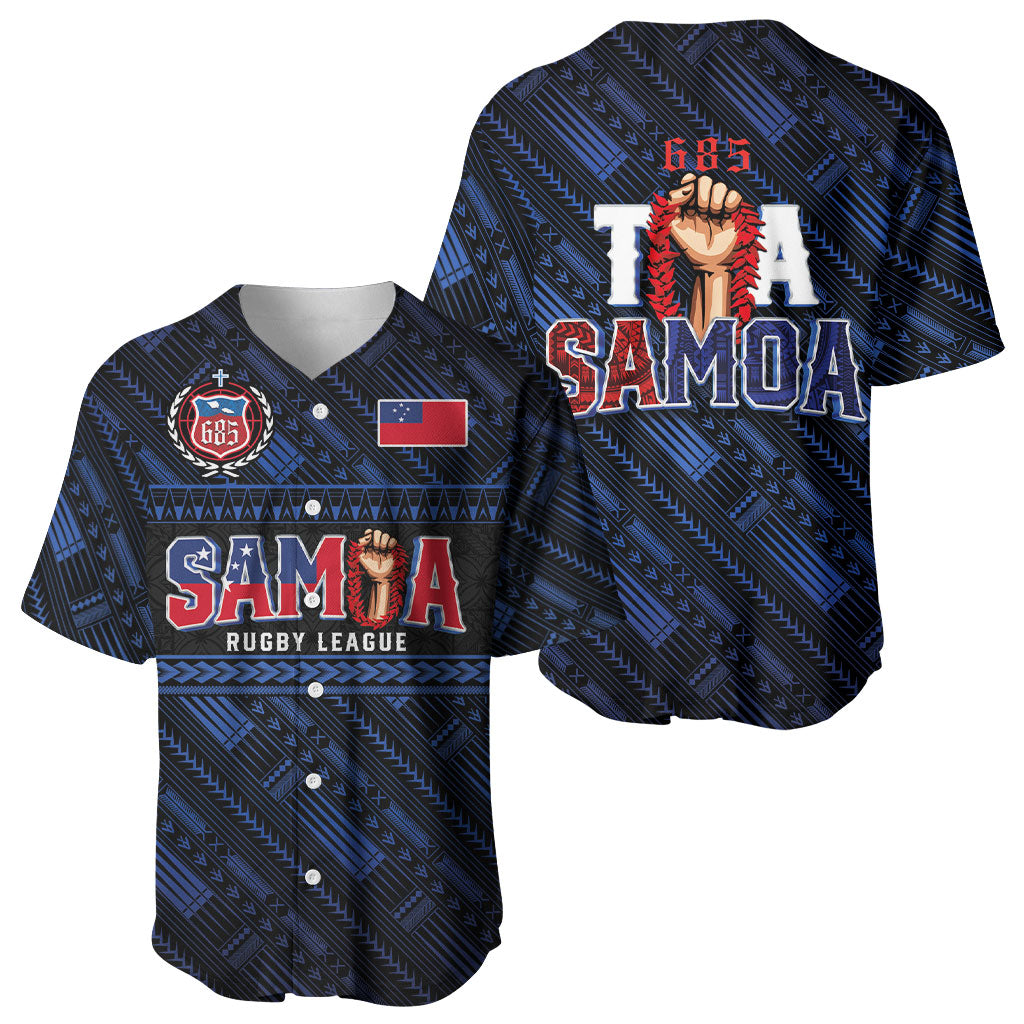 Toa Samoa Rugby Baseball Jersey Siva Tau - Samoan Warriors Pacific Pattern LT03 - Polynesian Pride