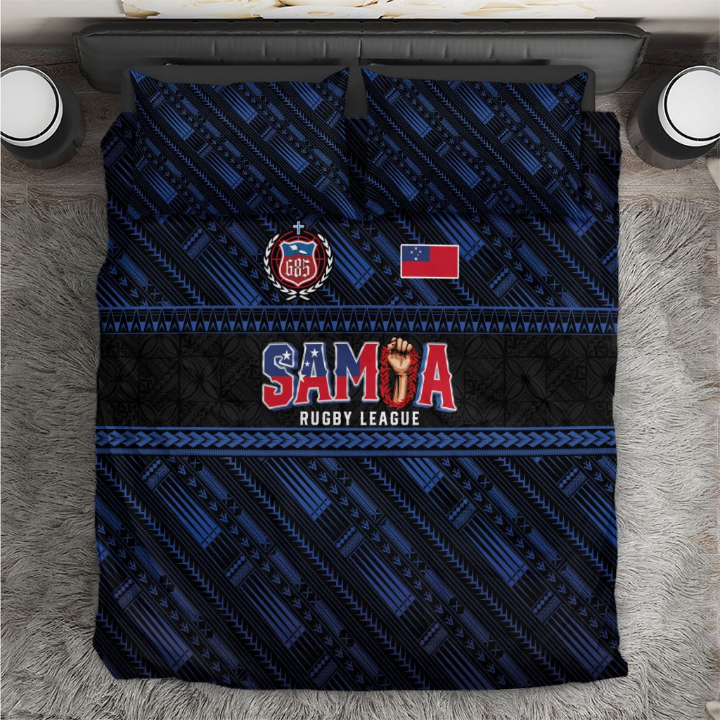 Toa Samoa Rugby Bedding Set Siva Tau - Samoan Warriors Pacific Pattern LT03 Navy - Polynesian Pride