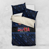 Toa Samoa Rugby Bedding Set Siva Tau - Samoan Warriors Pacific Pattern LT03 US Twin 172cm x 218cm Navy - Polynesian Pride