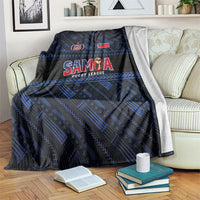 Toa Samoa Rugby Blanket Siva Tau - Samoan Warriors Pacific Pattern LT03 Navy - Polynesian Pride