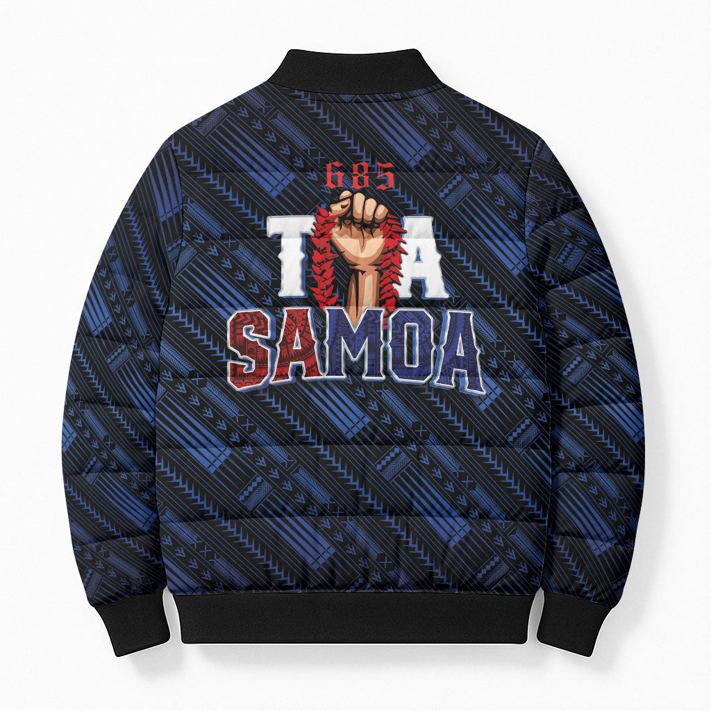 Toa Samoa Rugby Bomber Puffer Jacket Siva Tau - Samoan Warriors Pacific Pattern LT03 - Polynesian Pride