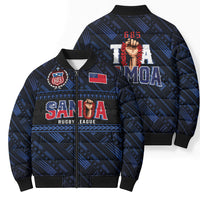 Toa Samoa Rugby Bomber Puffer Jacket Siva Tau - Samoan Warriors Pacific Pattern LT03 - Polynesian Pride