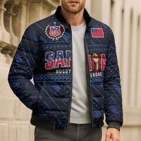 Toa Samoa Rugby Bomber Puffer Jacket Siva Tau - Samoan Warriors Pacific Pattern LT03 - Polynesian Pride