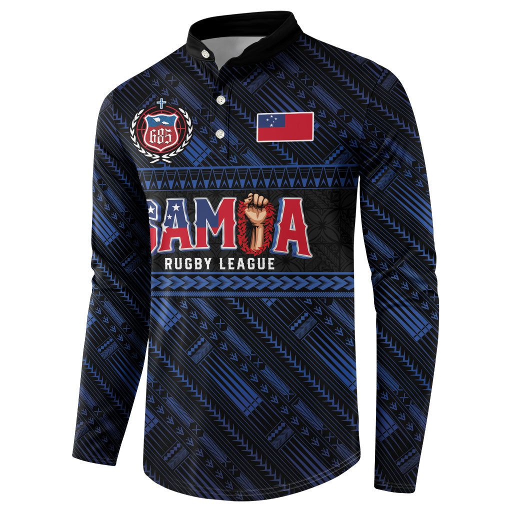 Toa Samoa Rugby Button Sweatshirt Siva Tau - Samoan Warriors Pacific Pattern LT03 - Polynesian Pride