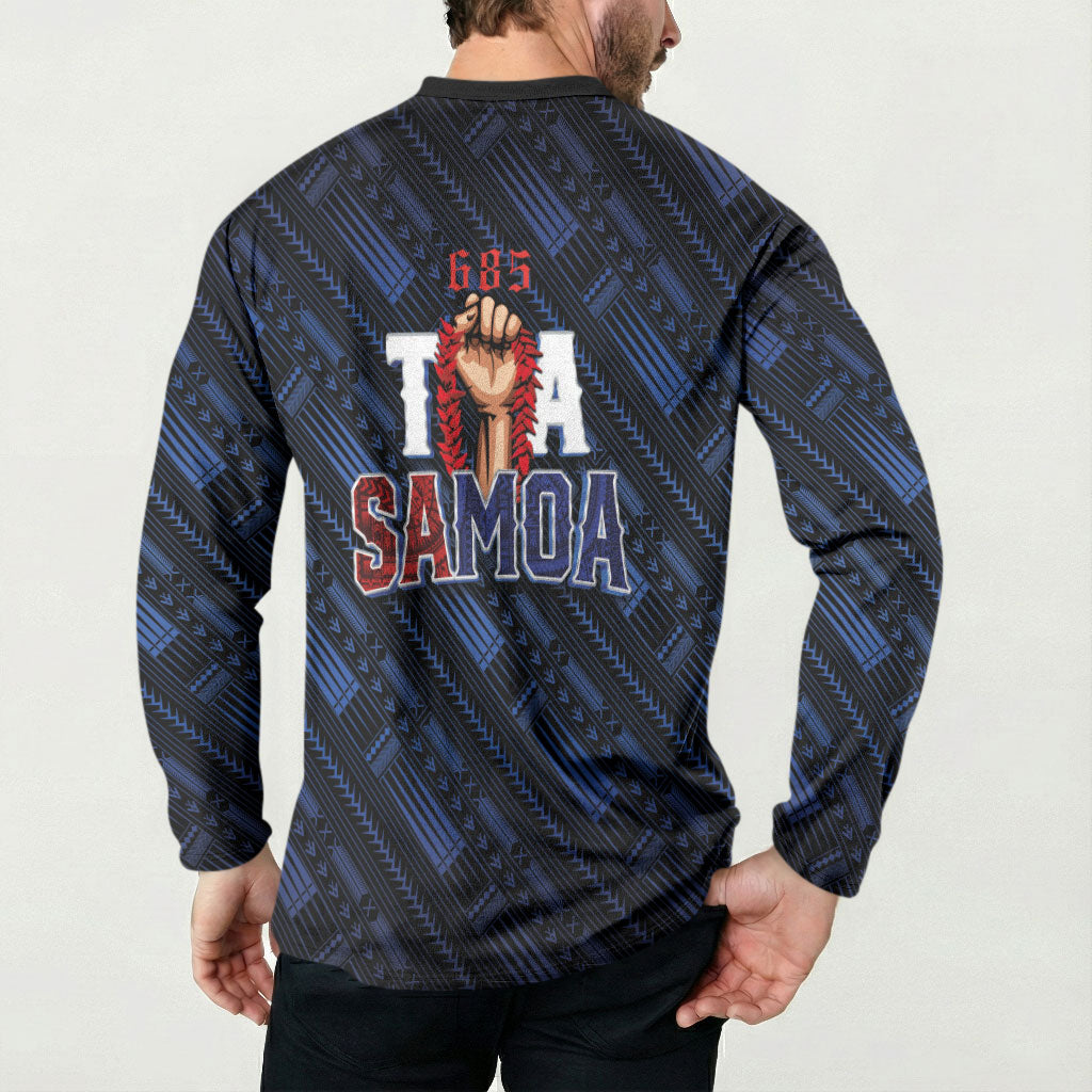 Toa Samoa Rugby Button Sweatshirt Siva Tau - Samoan Warriors Pacific Pattern LT03 - Polynesian Pride