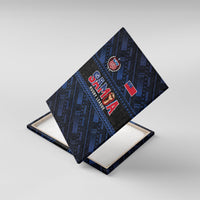 Toa Samoa Rugby Canvas Wall Art Siva Tau - Samoan Warriors Pacific Pattern LT03 With Frame Navy - Polynesian Pride