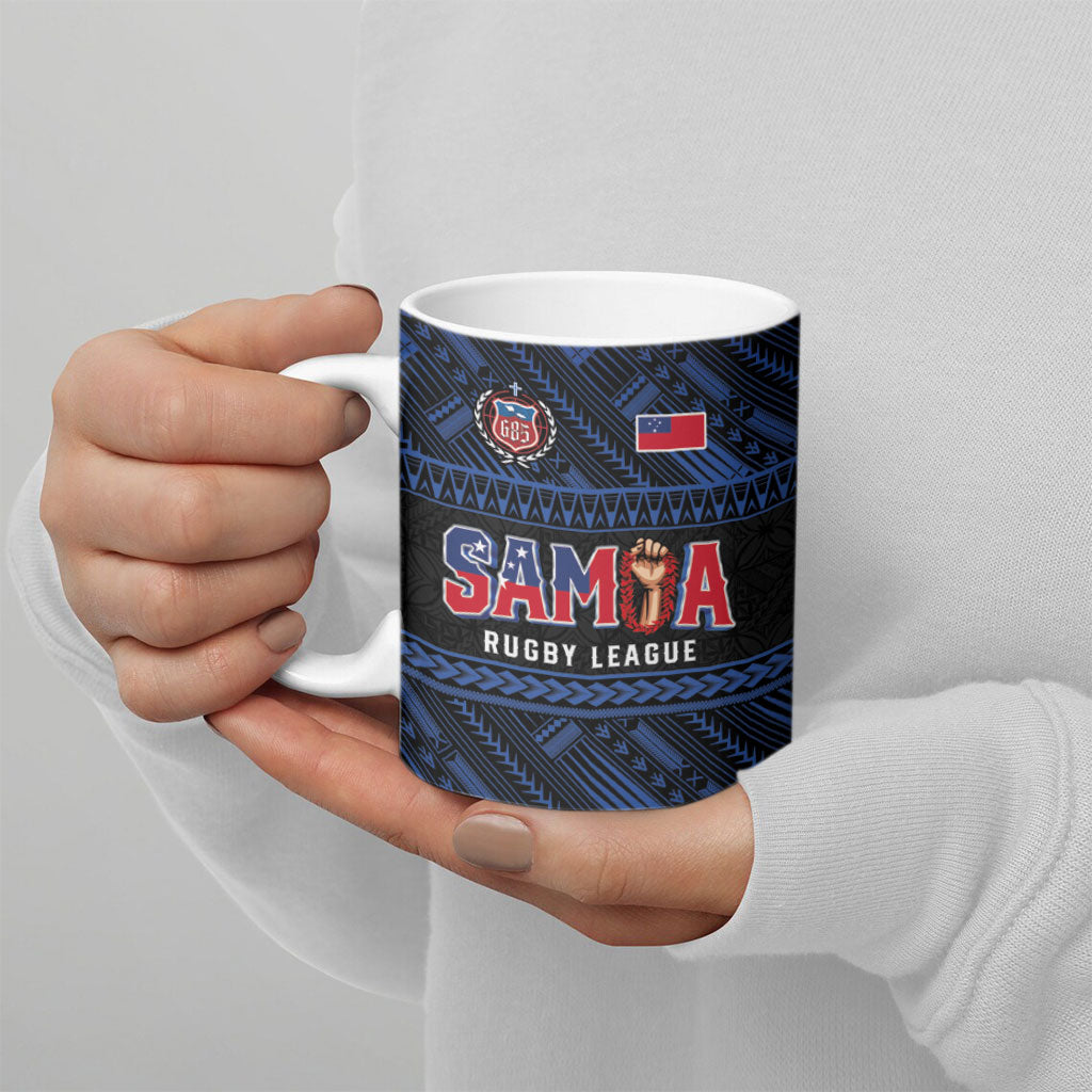 Toa Samoa Rugby Ceramic Mug Siva Tau - Samoan Warriors Pacific Pattern LT03 - Polynesian Pride